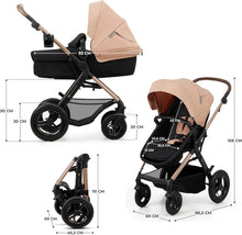 Load image into Gallery viewer, Kinderkraft MOOV2 Poussette 3 en 1, Système de voyage de la naissance à 27 kg, Siège auto Mink PRO I-Size inclus, Capote extensible avec filtre UPF50+, Accessoires pratiques, Gris