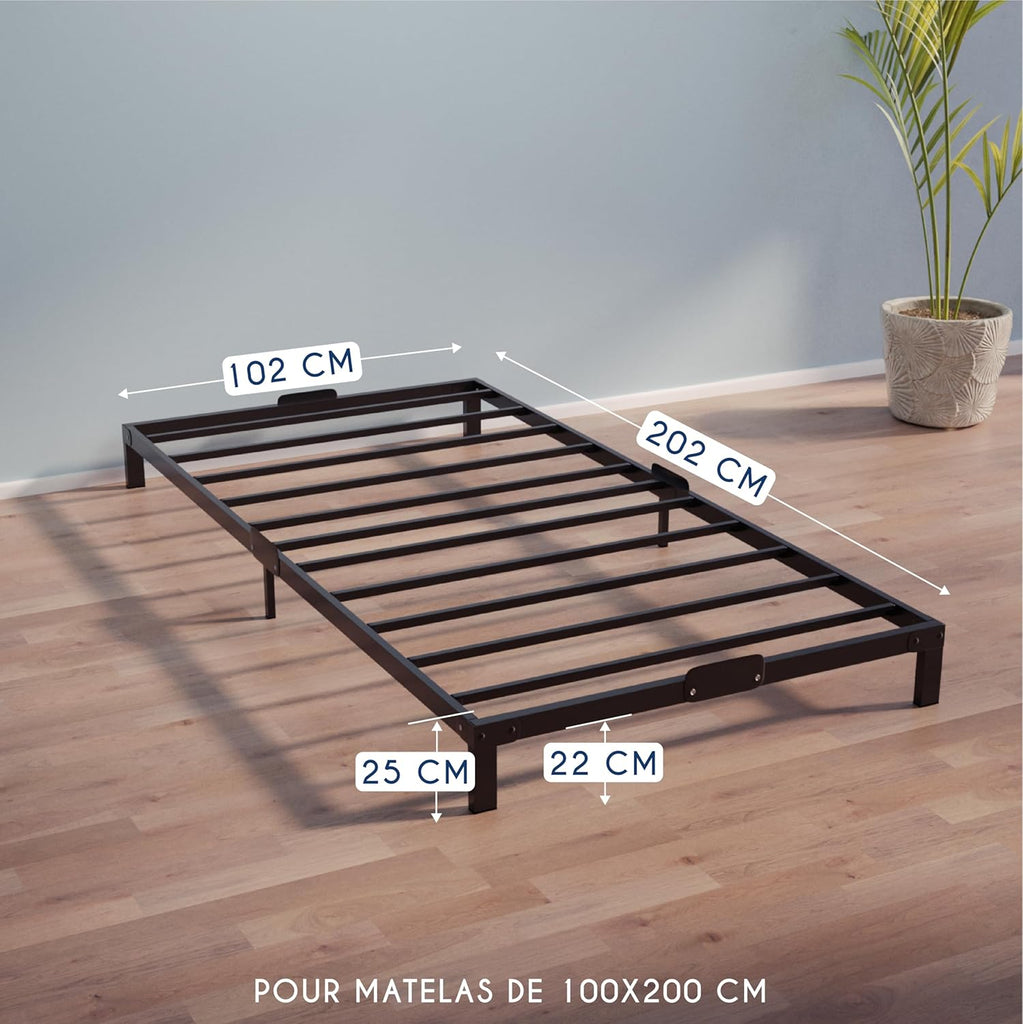 Dreamzie Cadre de Lit 160x200 avec Sommier - Sommier 160x200 avec Pieds - Hauteur de 35 cm - Structure Solide, Assemblage Facile et Espace de Rangement
