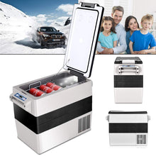 Load image into Gallery viewer, Réfrigérateur 52l de Voiture -20℃/+10℃ Mini Réfrigérateur Portable Ecran Lcd Adaptateur 69x34,5x52,5cm Noir+Gris