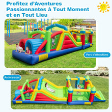 Load image into Gallery viewer, Château Gonflable pour 4 Enfants avec 2 Toboggans Tunnels Zone de Rebond Escalade Obstacles Maison de Jeu avec Souffleur de 680 W