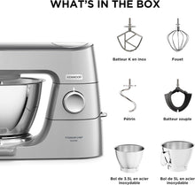 Load image into Gallery viewer, Kenwood Titanium Chef Baker KVC65.001WH, Pastry Robot with Integrated Scales, Including 3-Piece Pastry Set, Spatula &amp; Splash Protection, 1200 W, White