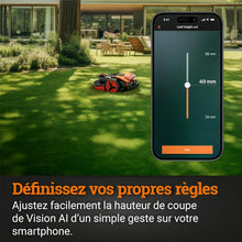 Load image into Gallery viewer, WORX LANDROID Vision WR206E.1, Robot Tondeuse sans Fil périphérique 600 m² Surf.Max 700 m², Installation en 30 Min, Caméra 4K + IA Adaptative, évite Tous Les Obstacles, Coupe des Bordures, Multizone