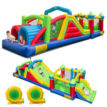 Load image into Gallery viewer, Château Gonflable pour 4 Enfants avec 2 Toboggans Tunnels Zone de Rebond Escalade Obstacles Maison de Jeu avec Souffleur de 680 W