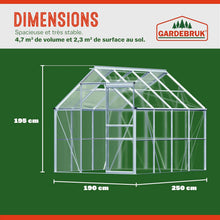 Load image into Gallery viewer, Gardebruk Serre de Jardin en Aluminium 7,63m³ abri extérieur pour Plantes légumes 250x190x195cm avec fenêtres