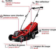 Load image into Gallery viewer, Einhell Tondeuse à gazon sans fil GE-CM 18/33 Li Kit Power X-Change (18V, Largeur de Coupe 33cm, Surface conseillée 200 m²) Livré avec Batterie 4,0 Ah et Chargeur