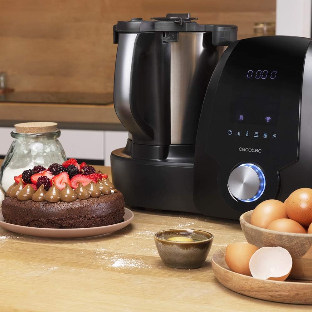 Cecotec Robot de Cuisine Mambo Black. 23 Fonctions, 10 Niveaux de Température, 1700W, 2,5 kg de Pâte, Cruche de 3,3L, 10 Vitesses, Minuterie, Température Réglable de 37 °C à 120 °C