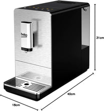 Load image into Gallery viewer, BEKO, Machine à café, expresso automatique, 1350 W / 19 bars, Capacité café : 125 g, Capacité eau : 1,4L, Système autonettoyant, 5 niveaux de broyage, Arrêt automatique, Façade Inox Brossé
