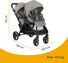 Load image into Gallery viewer, Joie - Evalite™ Duo - Poussette Double - Siège Arrière Inclinable À Plat - Pliage Facile &amp; Compact - Compatible Sièges Auto - Suspension 4 Roues - Harnais 5 Points SoftTouch - Dès la naissance