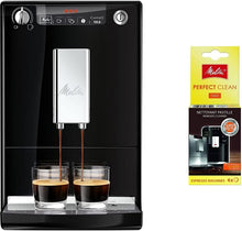 Load image into Gallery viewer, Melitta Caffeo Solo Noir Pure Black, Machine à Café à Grains avec Broyeur et Système d'Extraction des Arômes, Affichage LED, Mode 1 à 2 Tasses, Cafetière Expresso, Automatique, E950-222, 1400W