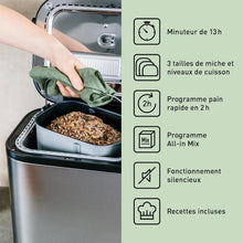 Load image into Gallery viewer, Panasonic SD-YR2550SXE Automatic Bread Maker, Raisin, Nut and Yeast Dispensers, 31 Auto Programs, Dual Temperature Sensor, 13 Hour Digital Timer, LCD Display, Silver