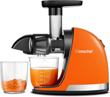 Load image into Gallery viewer, AMZCHEF Extracteur Jus - Extracteur de Jus de Fruits et Légumes - Presses-agrumes à Froid sans BPA avec 2 Tasses et Brosse - Fonction de Mastication Inversée pour Éviter les Blocages - Argent
