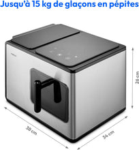 Load image into Gallery viewer, MEDION Ice maker (ice cube size small &amp; large, 2.6 litre water tank, short production time approx. 10 minutes, crystal clear ice cubes, self-cleaning, control window, screen,