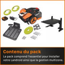 Load image into Gallery viewer, WORX LANDROID Vision WR206E.1, Robot Tondeuse sans Fil périphérique 600 m² Surf.Max 700 m², Installation en 30 Min, Caméra 4K + IA Adaptative, évite Tous Les Obstacles, Coupe des Bordures, Multizone