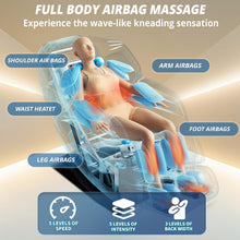 Load image into Gallery viewer, HealthRelife Fauteuil de Massage Complet du Corps avec Balayage corporel Mains robotiques 3D Housse de siège de Massage Shiatsu Intelligente avec Fonction vocale Chauffage du Dos (Bleu)