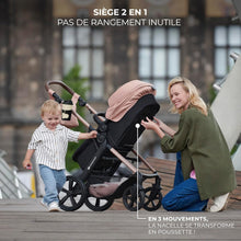 Load image into Gallery viewer, Kinderkraft MOOV2 Poussette 3 en 1, Système de voyage de la naissance à 27 kg, Siège auto Mink PRO I-Size inclus, Capote extensible avec filtre UPF50+, Accessoires pratiques, Gris