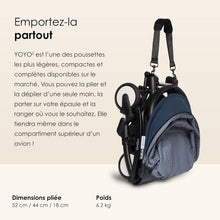 Load image into Gallery viewer, Poussette BABYZEN YOYO2 6+ (Cadre noir + pack couleur Aqua) - Comprend un harnais, un dossier, des arceaux de capote, une bandoulière, un coussin d’assise, et une capote assortie