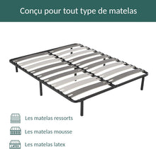 Load image into Gallery viewer, SAMPUR - Morpholattes bed base | 90 x 190 cm | 7 legs included | Grey | 25 cm high | epoxy lacquered metal frame | Extra wide slats | 5 support zones