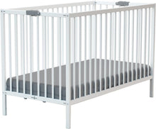 Load image into Gallery viewer, WEBABY - Lit bébé pliant 60x120cm Blanc | Bois massif | Dès la naissance |Confort de sommeil | Sommier à lattes | Compact | Transportable | Pliable |Gain de place | Lit de voyage