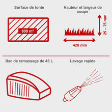 Load image into Gallery viewer, Scheppach Tondeuse à Gazon Thermique MS150-42 | Autotractée - 3,7 CV | Largeur de Coupe 42cm | Raccord Rapide de Nettoyage | Panier 45L | Hauteur - 7 Niveaux | Lame supp. + Huile Incluse