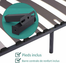 Load image into Gallery viewer, SAMPUR - Morpholattes bed base | 90 x 190 cm | 7 legs included | Grey | 25 cm high | epoxy lacquered metal frame | Extra wide slats | 5 support zones