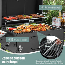 Load image into Gallery viewer, Barbecue à Charbon de Bois Portable avec 2 Tables d'Appoint Noir