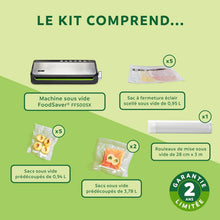 Load image into Gallery viewer, FoodSaver FFS005X Vacuum Sealer with Storage Compartment for Roll and Cutter, Pulse Function for Fragile Food, Includes Matching Accessories and Vacuum Bags