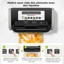Load image into Gallery viewer, Bonsenkitchen Powerful and Quiet Food Vacuum Sealer with Globefish Technology for Continuous Work, Locked Handle Design, Integrated Cutter, 2 Rolls of Bags Included