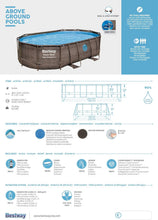 Load image into Gallery viewer, Bestway 56946 Piscine Power Steel™ Swim Vista ovale 488 x 305 x 107 cm motif rotin avec hublots, filtration à sable, échelle, bâche et diffuseur Chemconnect™