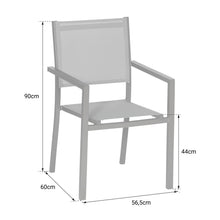 Load image into Gallery viewer, Lot de 8 chaises en aluminium anthracite - textilène gris Happy Garden