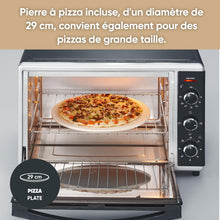 Load image into Gallery viewer, SEVERIN Mini-Four à chaleur tournante 42 L avec pierre à pizza et tournebroche, Four posable 1 800 W design élégant, électrique avec minuteur 120 min, Noir/Inox, TO 2058