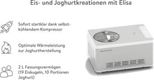 Load image into Gallery viewer, Elisa 2.0L Ice Cream Maker and Yogurt Maker with 180W Self-Cooling Compressor, Stainless Steel Ice Cream Maker with Cooling and Heating Function, Recipe Booklet Included