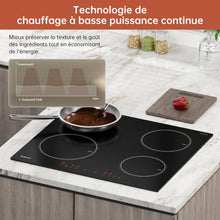 Load image into Gallery viewer, Gudsunal Plaque induction 4 feux, Table de Cuisson Encastrable,7200W, 9 niveaux de chauffage,Boost, Minuterie, Arrêt automatique, Verrouillage de sécurité enfant