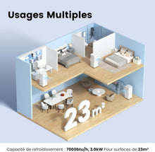 Load image into Gallery viewer, COMFEE' Climatiseur Mobile 9000 BTU/h 2,6kW, 3-EN-1 Refroidisseur Déshumidificateur Ventilateur, Fonction Follow me, Minuterie, Mode nuit, Pour salon et maison de 33㎡/88m³, MPPH-09CRN7, R290