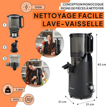 Load image into Gallery viewer, Slow Chewing, Slow Juicer, Fresh and Healthy Juice, Sorbet, Ice Cream, Mouth 75 mm, BPA Free, 240 Watts, Cold Pressure, Stainless Steel Black Fridja f1900