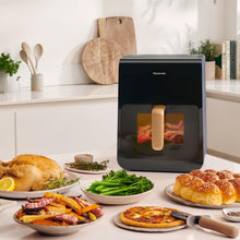 Load image into Gallery viewer, Panasonic NF-CC500SXE AirFryer Friteuse sans huile avec Hublot, 5L, 80-200°C, Minuterie Numérique et Écran LCD, Vapeur Douce, 11 Préréglages, Nettoyage Facile, Gris Mat