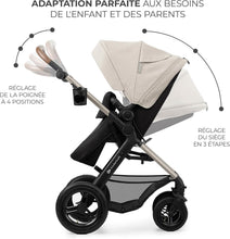 Load image into Gallery viewer, Kinderkraft MOOV2 Poussette 3 en 1, Système de voyage de la naissance à 27 kg, Siège auto Mink PRO I-Size inclus, Capote extensible avec filtre UPF50+, Accessoires pratiques, Gris