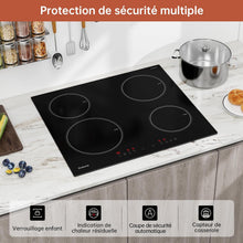 Load image into Gallery viewer, Gudsunal Plaque induction 4 feux, Table de Cuisson Encastrable,7200W, 9 niveaux de chauffage,Boost, Minuterie, Arrêt automatique, Verrouillage de sécurité enfant