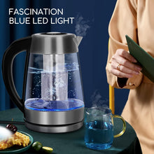 Load image into Gallery viewer, Aigostar Cris - Bouilloire en verre Température Réglable 2200W, 1.7L. Thermostat Réglable (60 à 100ºC) et fonction maintien au chaud, Filtre à thé amovible, éclairage LED de couleurs, Sans BPA.