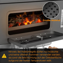Load image into Gallery viewer, Barbecue Charbon de Bois XL, Chariot à Barbecue, Grill XL à Charbon avec Couvercle, Roues et Thermomètre, Réglable en Hauteur, Grand Barbecue au Charbon de Bois, pour Camping et Jardin, Noir