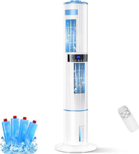 Load image into Gallery viewer, Climatiseur Mobile Silencieux Rafraîchisseur d'air avec Humidificateur, Ventilateur, 2 Sortie d'air, 360°Oscillation, 65W, 24H Minuteries, 3 Vitesses, 4 Modes,Télécommande pour Chambre Bureau