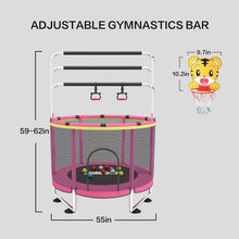 Load image into Gallery viewer, Trampoline pour Enfants, Trampoline réglable pour bébé avec Panier de Basket-Ball, Trampoline intérieur et extérieur de 200 kg avec enclos