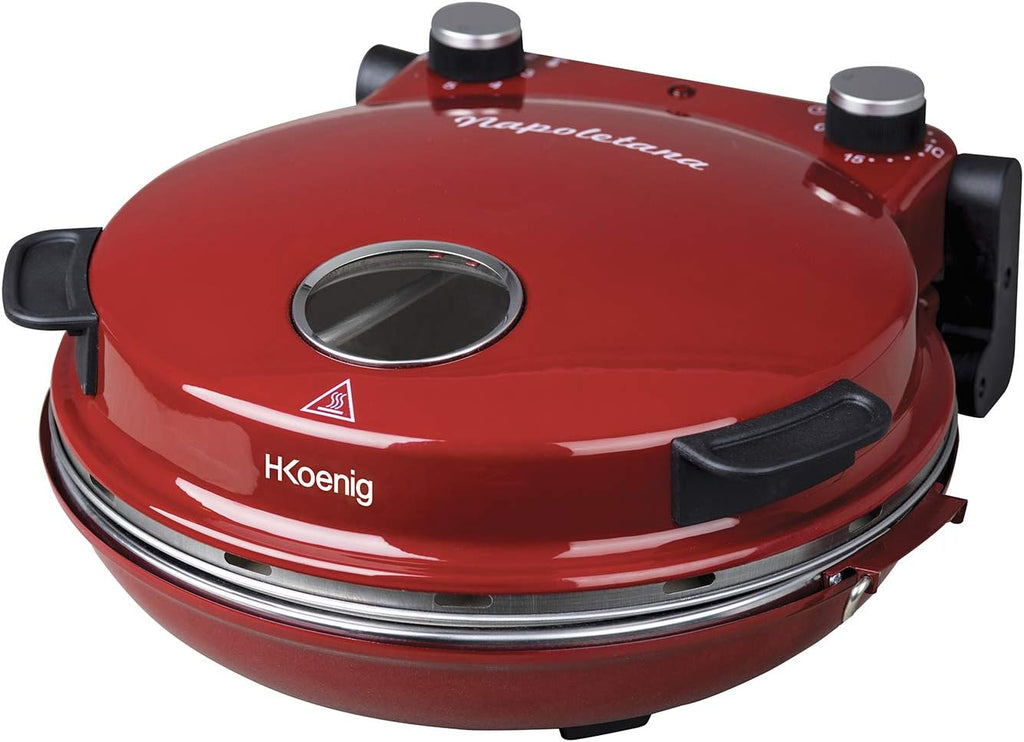 H.Koenig Four à Pizza électrique Professionnel Portable NAPL350, Multifonction, Tartes et Quiches, Grand Plateau en Pierre Céramique, Température 0 à 400°C, Minuterie, Roulette et Pelle en bois