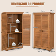 Load image into Gallery viewer, Abri de Jardin En Bois 160 Cm Toit en Asphalte 2 Portes Verrouillables avec Loquet Armoire Cabane en Sapin Pré-Huilé Imperméable 3 Étagères Amovibles Naturel