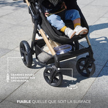 Load image into Gallery viewer, Kinderkraft MOOV2 Poussette 3 en 1, Système de voyage de la naissance à 27 kg, Siège auto Mink PRO I-Size inclus, Capote extensible avec filtre UPF50+, Accessoires pratiques, Gris