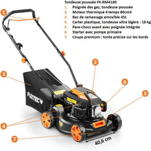 Load image into Gallery viewer, FUXTEC Tondeuse thermique pousse FX-RM4646ECO - Tres bon rapport qualit-prix - Easy Clean 3en1 largeur de coupe 46cm - bac de ramassage 50L