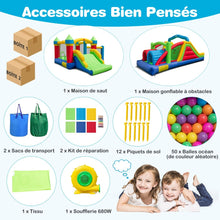 Load image into Gallery viewer, Château Gonflable pour 4 Enfants avec 2 Toboggans Tunnels Zone de Rebond Escalade Obstacles Maison de Jeu avec Souffleur de 680 W