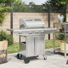 Load image into Gallery viewer, Furniture Select-Barbecue à gaz avec 4 brûleurs en acier inoxydable Argenté