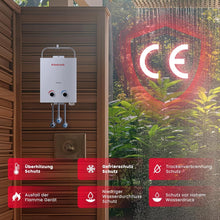 Load image into Gallery viewer, GASLAND AS132 Chauffe-eau instantané au gaz 5 l - 50 mbar - Chauffe-eau GPL - Pour camping-car, camping, douche, lavage de cheval