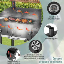 Load image into Gallery viewer, Barbecue à Charbon de Bois Portable avec 2 Tables d'Appoint Noir