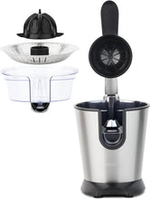 Load image into Gallery viewer, H.Koenig AGR80 160W Professional Electric Citrus Juicer Stainless Steel Lever and Filter Drip Free BPA Free Dishwasher Safe Parts